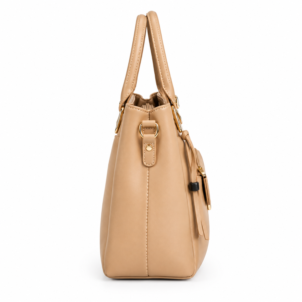 Elegant Beige 3-Piece Women's Handbag Set with Matching Wallet & Pouch