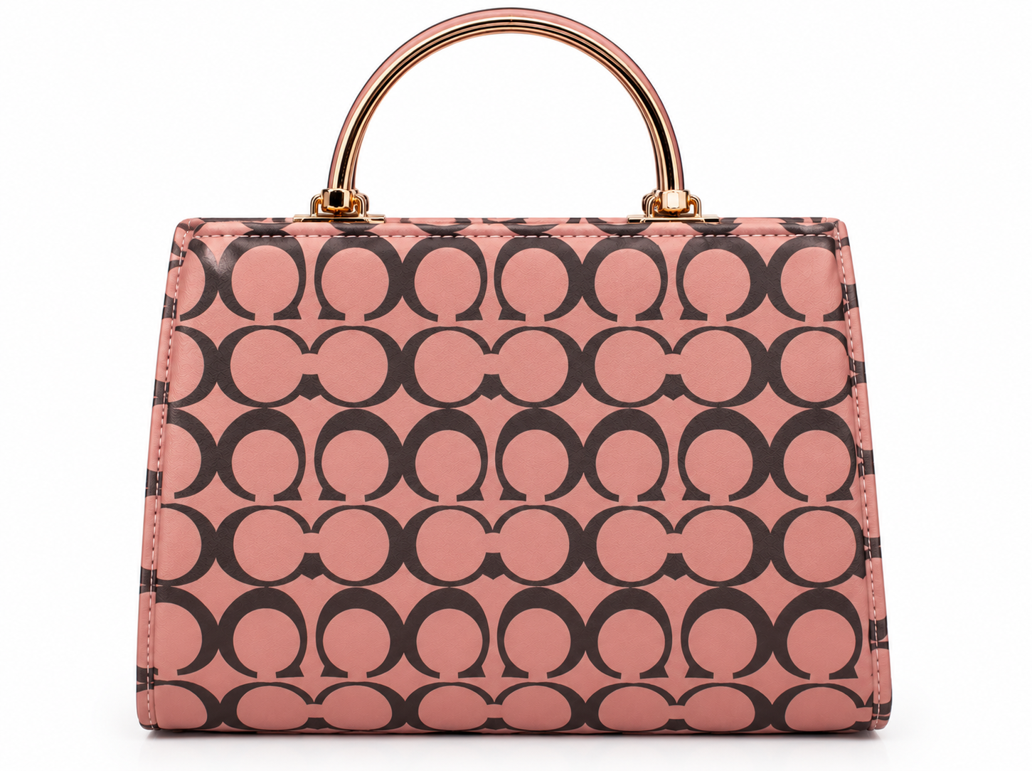 Elegant Dusty Pink Women's Handbag with Metallic Handle