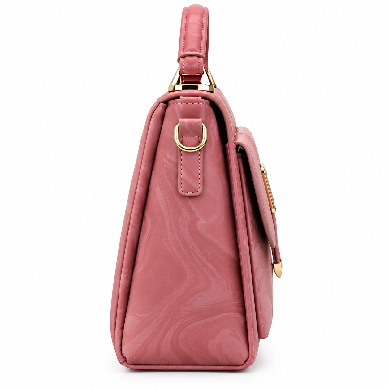 Stylish Dusty Pink Women's Handbag with Gold Buckle