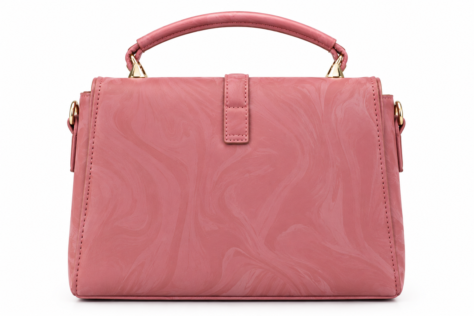 Stylish Dusty Pink Women's Handbag with Gold Buckle