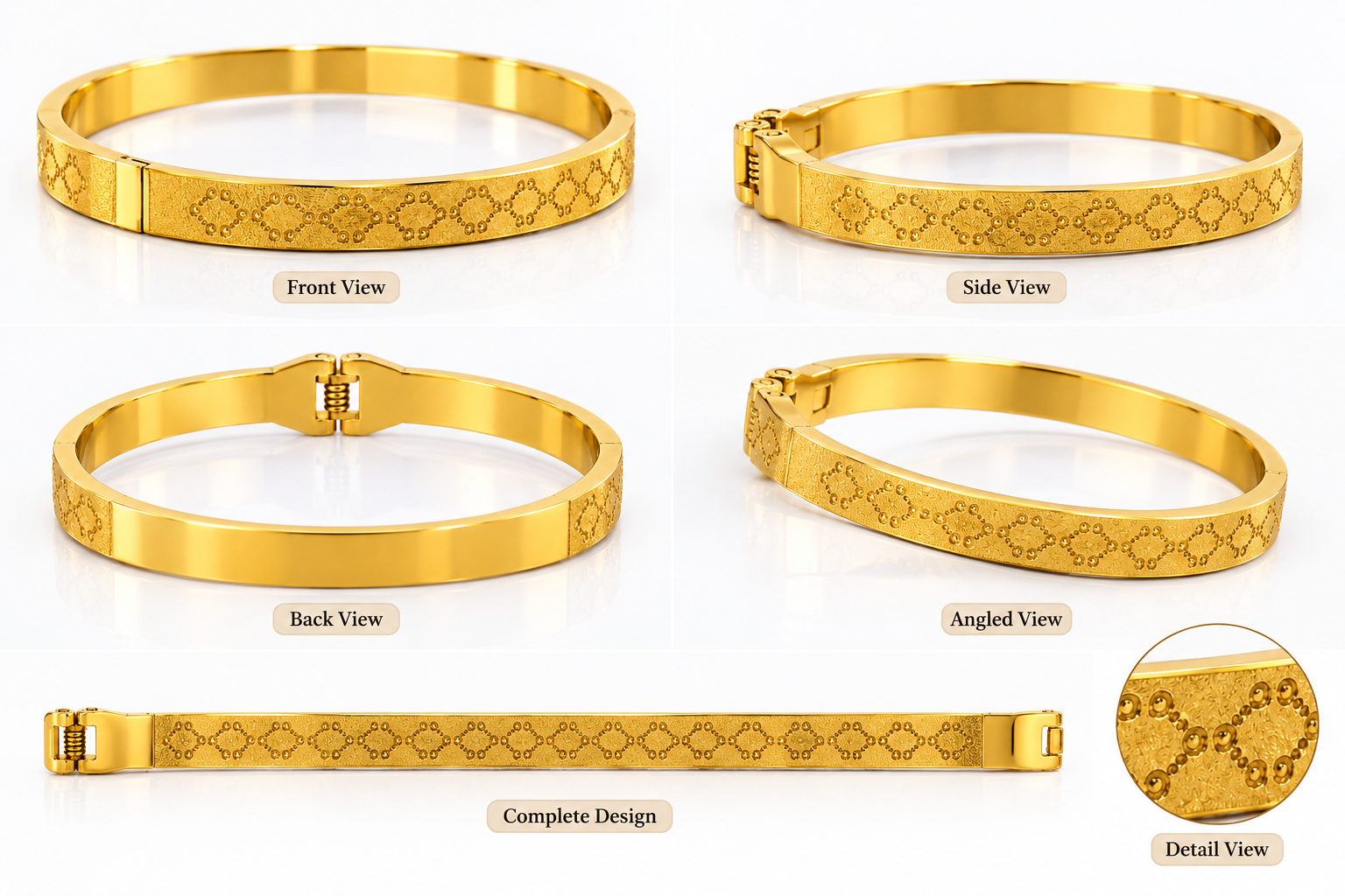 Stainless Steel Designer Bangle – Textured Pattern